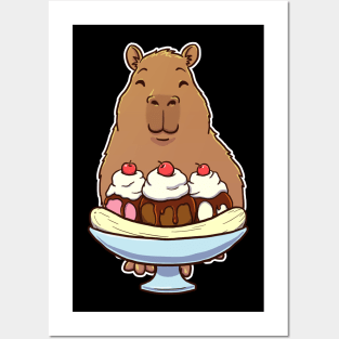 Capybara Banana Split Desert Posters and Art